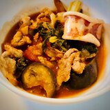 ナスとセロリと豚こまで簡単♫タイ風カレースープ